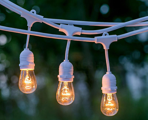 Outdoor commercial weatherproof string lights