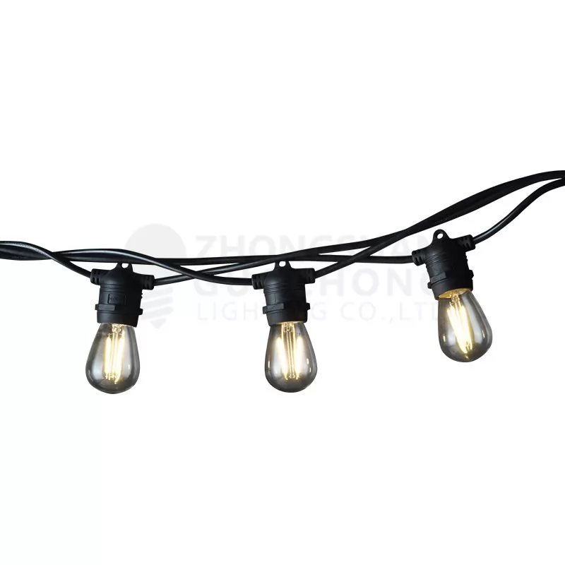 Low voltage, 20 E27 FIXED SOCKET, OUTDOOR COMMERCIAL WEATHERPROOF STRING LIGHT, S14 BULBS, 20M CORD