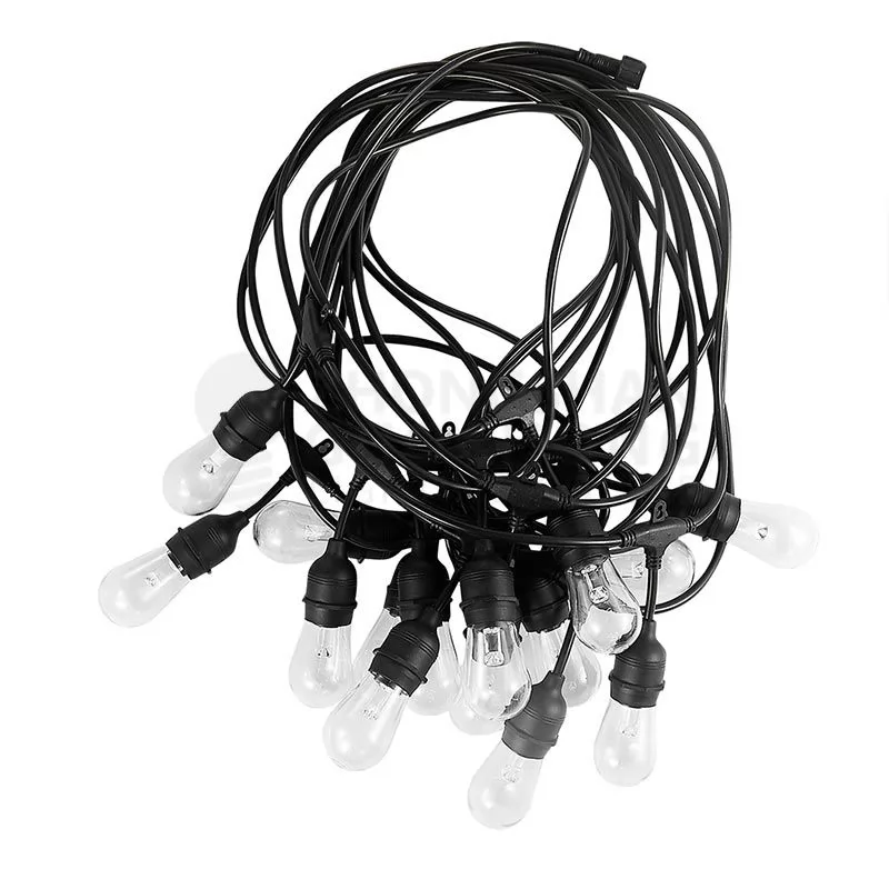 RGB string lights, 15 E27 SUSPENDED SOCKET, OUTDOOR COMMERCIAL WEATHERPROOF STRING LIGHT, S14 BULBS