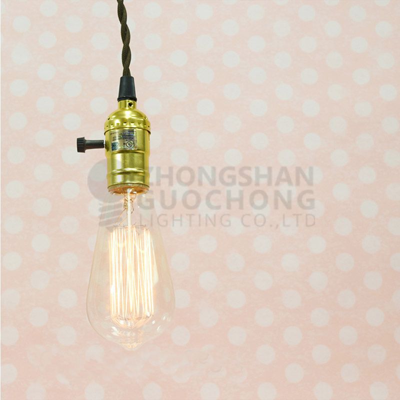 SINGLE COPPER SOCKET VINTAGE-STYLE PENDANT LIGHT CORD W DIMMER, 11 FT TWISTED CLOTH CORD
